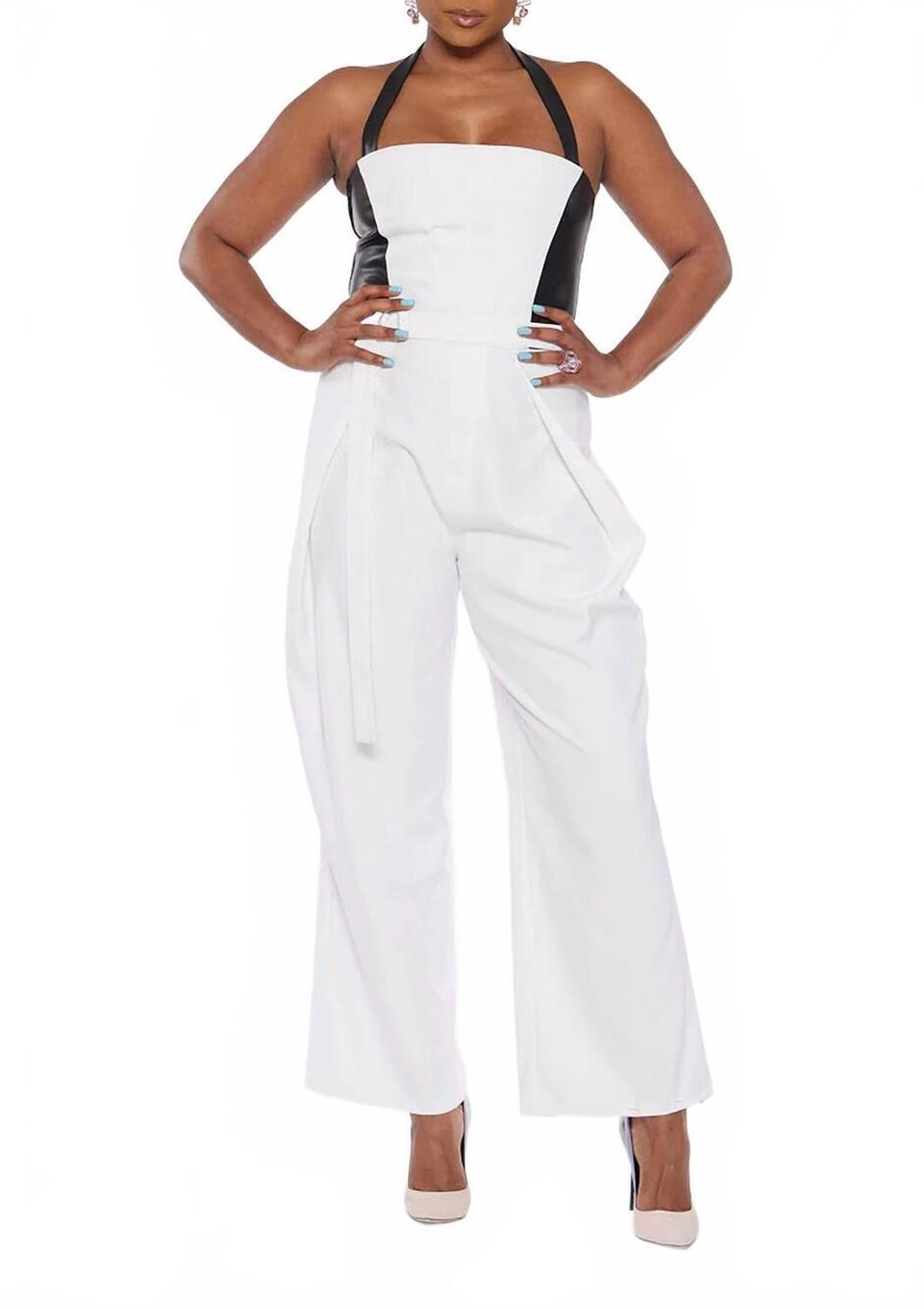 NEW CIRCULAR PATH day to night jumpsuit in white/black